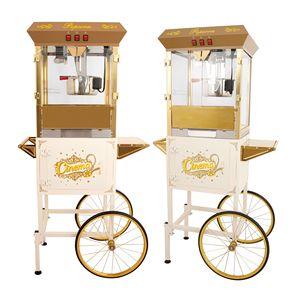 Machine à Popcorn Commerciale avec Chariot, Cuve de 8 Oz, Blanc Doré, Occasion - Product Image 6