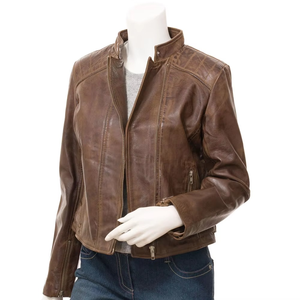 Chaqueta de Cuero de Oveja Genuina para Mujer, Diseño con Logotipo Personalizado, Impermeable, Forrada con Algodón Grueso y Transpirable, para Todas las Temporadas - Product Image 2