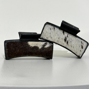 Pinzas para el pelo de piel de vaca hechas a mano, accesorios de cuero genuino personalizados, novedad - Product Image 3