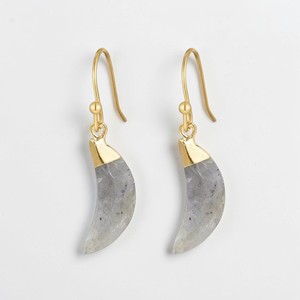 ต่างหูทรงหยดน้ำรูปพระจันทร์เสี้ยวลาบราดอไรต์สีเทา เงินสเตอร์ลิงชุบทอง ประดับด้วยพลอยมอยส์ซาไนต์ทรงเหลี่ยมเจียระไน ทำด้วยมือ ดีไซน์แบบชาติพันธุ์ ได้รับการรับรอง - Product Image 1