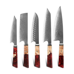 Ensemble de couteaux de cuisine en acier Damas avec étui en cuir, couteaux de cuisine multi-usages pour couper, hacher, trancher et préparer les aliments - Product Image 5