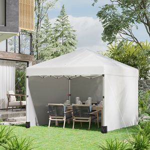 Gazebo Pop-up 3x3m con Sacche Pesi per Gambe, Borsa per il Trasporto, 3 Pareti Laterali, Altezza Regolabile, Riparo per Eventi, Gazebo da Giardino, Colore Bianco - Product Image 2