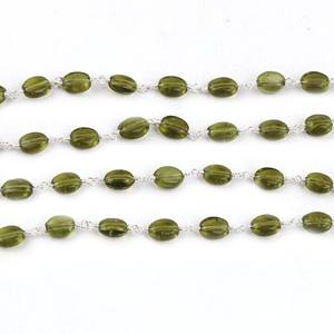 Chaîne de perles en péridot vert olive naturel, style chapelet, finition brillante, pour la fabrication de colliers et de bracelets, fournitures de bijouterie - Product Image 5