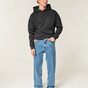 Sweat-shirts à capuche pour hommes, style vintage épais, noir, avec manches latérales design, logo personnalisé, grandes tailles, effet délavé à l'acide - Product Image 1