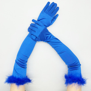 Gants longs de scène vintage pour performance, fête, cosplay, en peluche pour femme, pour Noël - Product Image 1