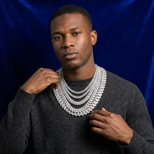 LAX DIORE JEWELS High Quality Custom <b>Silver</b> Diamond Cuban <b>Choker</b> Link Chain Hip Hop Leopard Pendant 14K/18K Gold Plated Gift - Product Image 1
