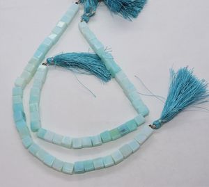 Cuentas de Ópalo Peruano Natural AAA, Cuentas de Ópalo Peruano Azul Cielo de 6-7 mm, Cuentas de Piedras Preciosas de Ópalo Peruano en Forma de Caja 3D de 9 Pulgadas, Cuentas Cuadradas Lisas - Product Image 4