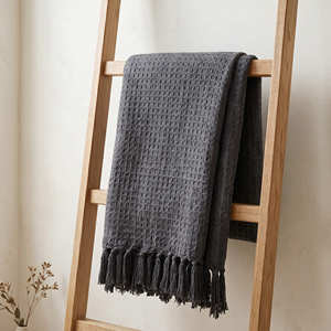 Terracotta Waffle Cotton Sofa Throw 130x170 cm Modern Textured <b>Blanket</b> with <b>Soft</b> Feel for Home Décor and Retail Collections - Product Image 4
