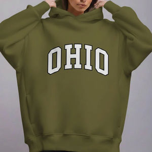 Sudadera con capucha informal para mujer, 100% algodón, transpirable, personalizable, talla grande, corte holgado, lavado de invierno, estilo urbano, manga larga - Product Image 1