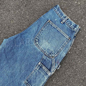 Pantalones cortos de mezclilla para hombre al por mayor, estilo veraniego, desgastados, holgados, con doble rodilla, tipo carpintero, cargo, de trabajo - Product Image 4