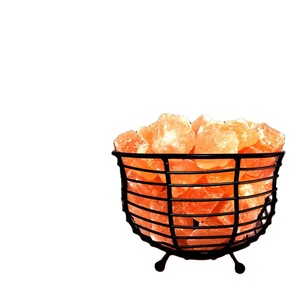 100% naturel Himalaya sel bol forme métal panier lampe nouveau Design moderne purificateur d'air avec des morceaux de sel moderne décoration de la maison - Product Image 1