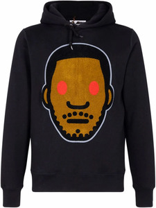 Sweat à capuche graphique visage de robot noir – Autres noms : * Sweat à capuche streetwear robot dessin animé * Sweat à capuche graphique oversize - Product Image 1