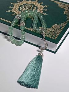 Tasbih de prière musulman en résine véritable peinte sur mesure de haute qualité, 33 perles, format de poche, portable - Product Image 4