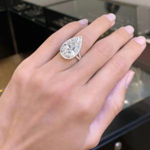 8.40 Carat Lab-Grown Pear Cut Sapphire IGI Certified 14K Yellow Gold Classic Engagement & Wedding <b>Ring</b> for Parties - Product Image 5