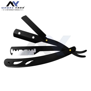Custom Maker Barber Shaving Razor with Leather Pouch Matt Black Cut Throat Straight <b>Swing</b> Lock Razor Custom Logo Professional - Product Image 3