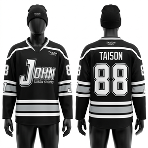 Jersey de Hockey sobre Hielo de Malla de Poliéster Premium de 260 GSM, Diseño de Paneles en Gris, Negro y Rojo, Bordado Tackle Twill, Logotipo Personalizado - Product Image 3