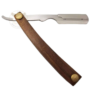 Navaja de Afeitar Profesional de Acero Inoxidable con Mango de Madera - Product Image 1