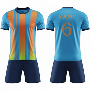 Custom Sublimated Soccer Jersey Set Men Yellow Moisture Wicking Polyester Short Sleeve Crew Neck <b>Athletic</b> Wear All Season - Product Image 1