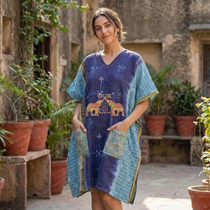 New Arrival Vintage Cotton Floral Printed Women Wear Night Soft and Comfortable Kantha Quilted <b>Kaftan</b> - Product Image 5