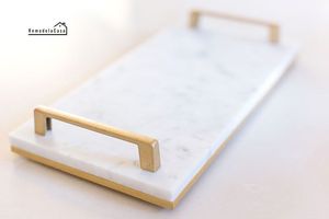 Plateau en résine design marbre, à un seul niveau, compatible lave-vaisselle, pour salle de bain et salon - Product Image 3
