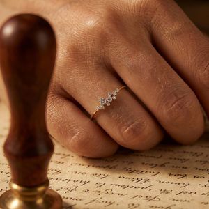 <b>Dainty</b> Cluster Diamond <b>Ring</b> Starry Style 14K Gold Stackable Band Fine Jewelry Manufacturer - Product Image 4
