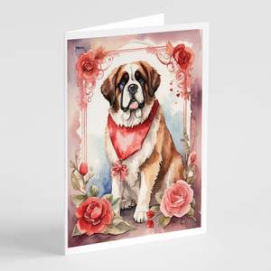 Saint Bernard Valentine Lunatique A7 Taille 5x7 Cartes à lettres vierges Pack de 8 enveloppes Roses Cartes de vœux vierges à personnaliser - Product Image 1
