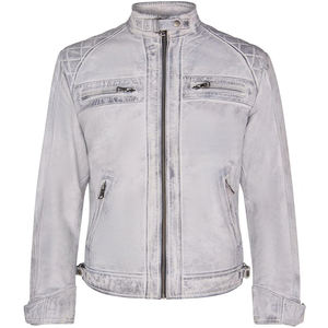 Veste en cuir épaisse pour homme, style vintage, entièrement personnalisable, 100% originale, col montant, fermeture éclair - Product Image 1