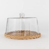 Support à gâteau de luxe en métal doré avec base en bois, présentoir à desserts, support à desserts en bois