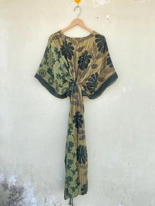 Transpirable indio suave seda Kaftan vestido bloque estampado caftán Maxi vestido playa cubrir vestido de maternidad - Product Image 6