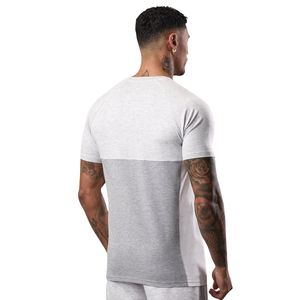Mens Contrast Panel Jersey <b>Tee</b> <b>White</b> Grey Short Sleeve Performance Training Shirt Breathable Quick Dry Running Fitness Sport - Product Image 2