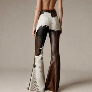 Pantalon cargo long en cuir pour femme, taille haute, coupe large, style streetwear, décontracté, avec poches amples, fabrication OEM personnalisée - Product Image 2