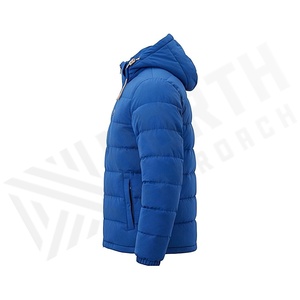 Hooded Quilted Waterproof <b>Bubble</b> Jacket Black Full Sleeve Winter Windproof Cotton Shell Knitted Fabric Polyester Filling Stand - Product Image 3