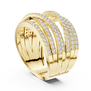 Round Cut Lab Grown Diamond 14K 18K Solid Gold Multi Row Pave Diamond Band 1.20CT DEF VVS Bridal Wedding <b>Ring</b> Fine Jewelry ODM - Product Image 4
