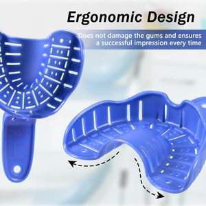 Juego Profesional de 6 Bandejas de Impresión Dental de Plástico |   Kit de Bandejas de Plástico Rígido Perforadas de 3 Tamaños Mixtos, Superior e Inferior (Azul) - Product Image 3