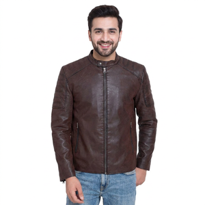 Winter Collection Street Wear Men's Genuine Leather Jacket Slim Fit Plus Size <b>Fur</b> <b>Trim</b> Sherpa Lining Different Colors - Product Image 6