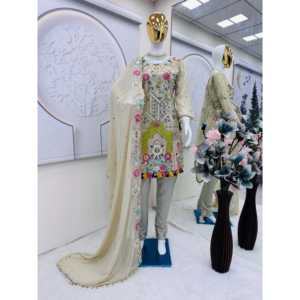 Conjunto de Traje de Fiesta para Mujer de Diseñador con Top, Pantalón y Dupatta para un Look Elegante - Product Image 4