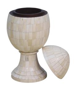 Macetero de Metal con Incrustaciones de Hueso, Hecho a Mano, Forma Redonda, Estilo Minimalista, para Decoración del Hogar, Producto de Lujo, Exportaciones al por Mayor - Product Image 1