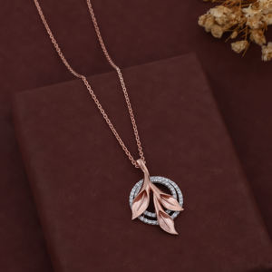 Collier avec pendentif en forme de feuille en argent plaqué argent 925 avec breloque en forme de cercle en cristal, bijoux romantiques vintage unisexes, cadeau - Product Image 3