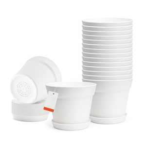 Set da 16 Vasi in Plastica Durevole da 6 Pollici con Fori di Drenaggio, Leggeri, per Interni, con Sottovasi Staccabili - Product Image 1