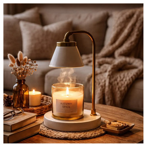 Luxury Wax Melt Candle Warmer Lamp with Smart <b>Dimmer</b> Function Metal Stand and Artistic Glass Lampshade - Product Image 2