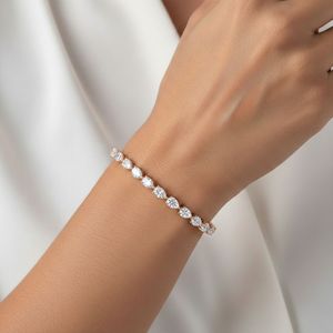 6.20 CTW 9K Gold Plated E Color Lab Grown Pear Shape Diamond Three-Prong Basket Setting Luxury Tennis <b>Bracelet</b> - Product Image 2