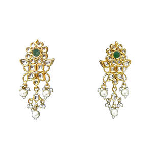 Latest Women's Gold Flower Trendy Drop Kundan Earrings Alloy Black Crystal Rhinestone Lightweight Fashion Jewelry Elegant - Product Image 1