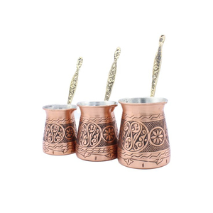 Cafetera Turca de Cobre Grabada al por Mayor con Mango de Madera, Cezve Ibrik de Metal Hecha a Mano para Estufa, Utensilio para Hacer Té - Product Image 5