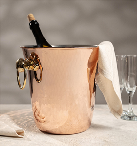 100% Copper Wine Cooler Ice Bucket with Ice Tong Double <b>Rose</b> Gold Color Copper Ice Buckets <b>Top</b> Price - Product Image 6