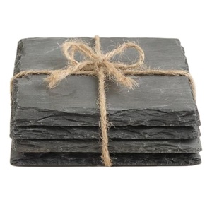 Sous-verre en ardoise naturelle au design moderne, sous-verre décoratif en pierre noire pour whisky et boissons, pour table - Product Image 1