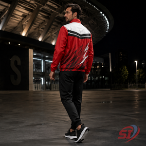 Custom <b>Half</b> <b>Zip</b> Windbreaker <b>Jacket</b> Geometric Teamwear Outerwear Custom Logo OEM ODM Supplier - Product Image 4