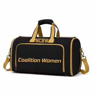 Custom NCBW Coalition Women Tote <b>bag</b> Black and gold Embroidered Logo Daily Use Large Capacity Nylon polyester <b>duffel</b> <b>bag</b> - Product Image 1