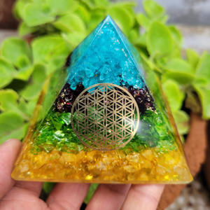 Natural Aquamarine Crystal Premium Orgone <b>Pyramid</b> Blue Aquamarine Crystal Chips <b>Orgonite</b> Energy Resin <b>Pyramid</b> Large 8 cm in Bulk - Product Image 6