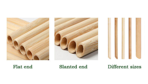 Pailles en bambou biodégradables, accessoires naturels pour boissons, pour mariages, fêtes, traiteur et divertissements à domicile - Product Image 2