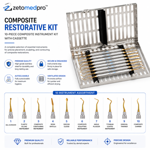 Kit de Instrumentos de Restauración Dental de Composite Premium, Juego de 10 Piezas, OEM Zetomed Pro - Product Image 3